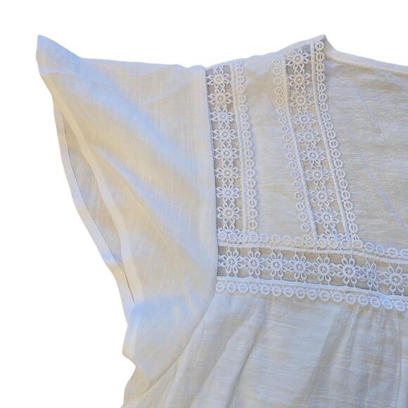 Counterparts Shirt Womens Small White Lace Flutter Sleeve Boho Lightweight NEW - Picture 8 of 9